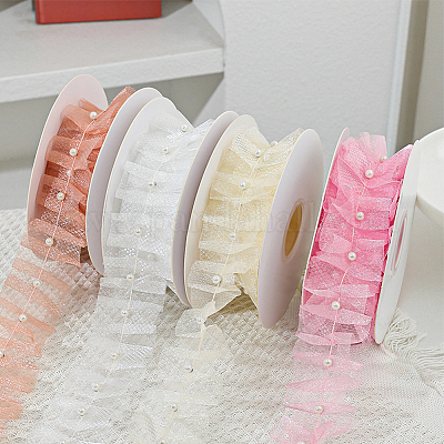 Полиэстер с пластиковыми бусинами-жемчужинами OCOR-WH20003-63A-1