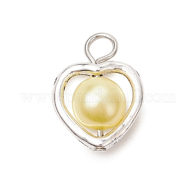 Подвески в виде сердца из акрилового жемчуга с соединительным элементом из сплава PALLOY-JF03399-1