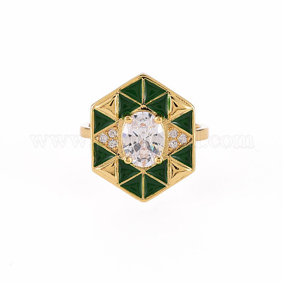 Латунные кольца из манжеты с прозрачным цирконием RJEW-S045-084B-NR-1