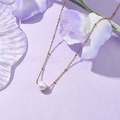 Круглые ожерелья с подвесками из натурального культивированного пресноводного жемчуга X-NJEW-JN04966-1