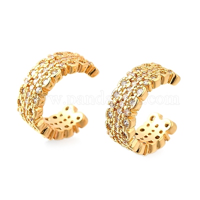 Латунные серьги-манжеты из прозрачного кубического циркония EJEW-F370-38C-G-1