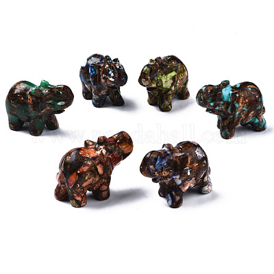 象が組み立てた天然ブロンズ石と合成インペリアルジャスパーモデルの