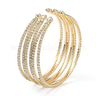 Браслеты-манжеты со стразами из железного сплава BJEW-B052-01LG-1