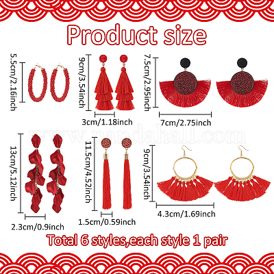 6 пара серег-гвоздиков в стиле бохо с акриловыми лепестками EJEW-AN0003-75-1