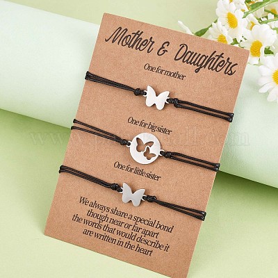 3шт. набор из 3 браслетов-бабочек из нержавеющей стали 430 JB723A-1