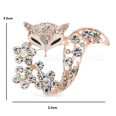 Брошь из лисы со стразами PW-WG980DE-01-1