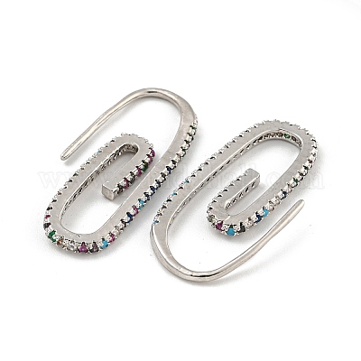 Висячие серьги из латуни с покрытием стойки микро паве EJEW-C102-04P-02-1