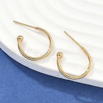 Серьги-гвоздики из нержавеющей стали 304 в форме кольца с круглым шариком X-STAS-K204-04G-1