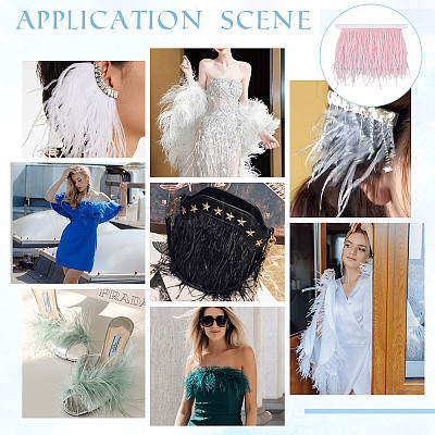 2м модная отделка из перьев страуса DIY-OC0013-52C-1