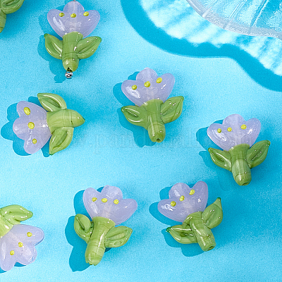 12шт ручной работы бусины лэмпворк LAMP-PA0001-03B-1