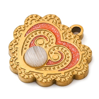 Подвески в форме сердца из нержавеющей стали 304 с эмалью STAS-M105-26G-1