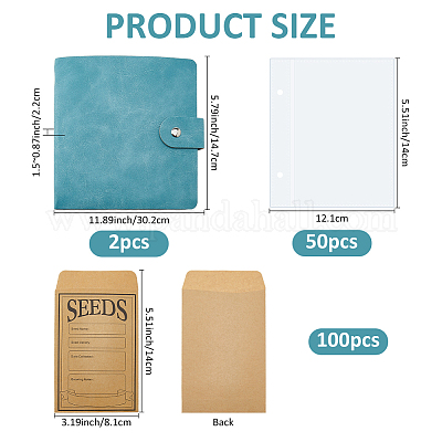 5-дюймовый чехол из искусственной кожи органайзер для хранения семян сада альбом с 2 кольцами DIY-FH0009-80A-1