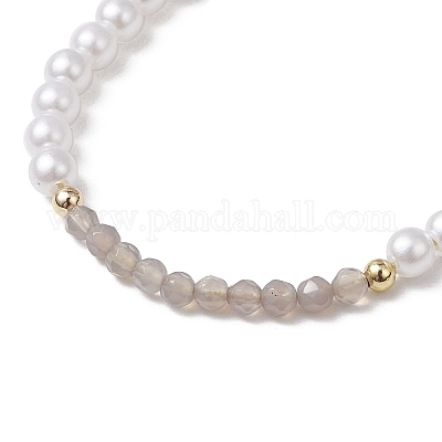 Браслеты из плетеных бусин из натурального серого агата BJEW-JB11668-01-1