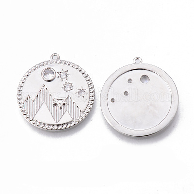 Латунные микропаве прозрачные подвески с фианитом KK-N232-174P-NF-1