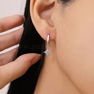 Элегантные серьги-кольца со звездой из стерлингового серебра DE4075-2-1