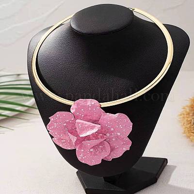 3d ярко-розовый цветочный сплав чокер ожерелья для женщин FS-WG1DD27-14-1
