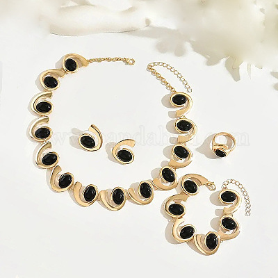 Комплект из овальных браслетов из сплава и смолы FS-WG4A498-01-1