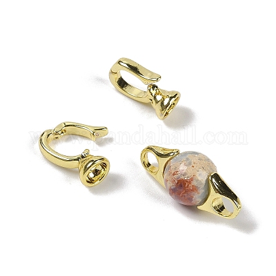 Натуральный камень шушань с латунными застежками-защелками G-G141-03G-07-1