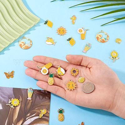 48шт 12 стиля подвески из сплава с эмалью ENAM-TA0002-95B-1