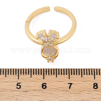 Открытые манжеты из латуни с микропаве из прозрачных кубических цирконий RJEW-G343-02G-1