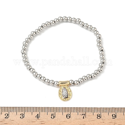 Браслеты из латуни с овалами и подвесками в виде Иисуса BJEW-B148-03A-1