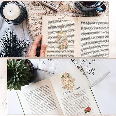 2 шт. 2 стиля закладки из цинкового сплава с эмалью AJEW-CP0003-98A-1