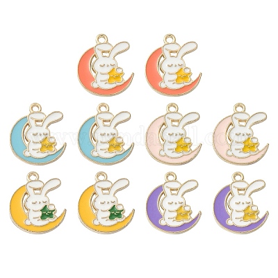 10шт 5 цвета сплава эмалевые подвески ENAM-YW0002-72-1