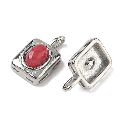 Прямоугольник из натурального окрашенного белого нефрита с овальными подвесками STAS-L022-516P-03-1