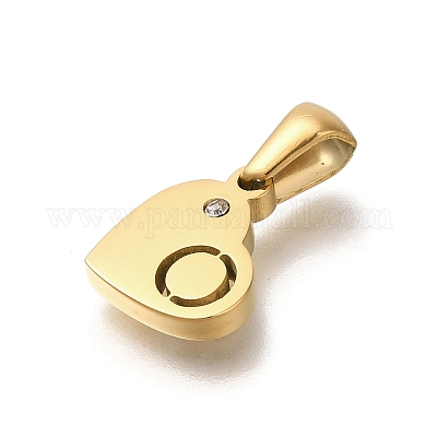 Подвески в форме сердца из нержавеющей стали 304 со стразами STAS-Z103-01G-15-1