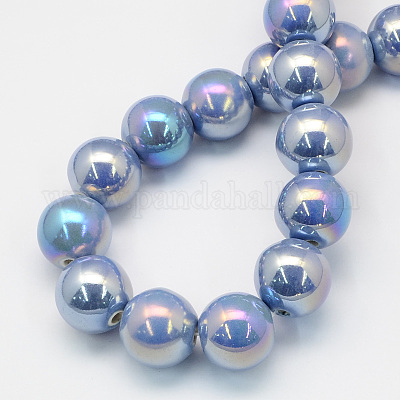 Ручной работы фарфора круглых бусин PORC-S490-8mm-09-1