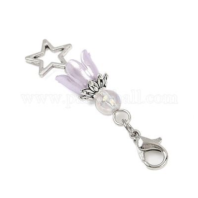 Подвеска в виде звезды из цветочного АБС-пластика и жемчуга HJEW-JM03132-1