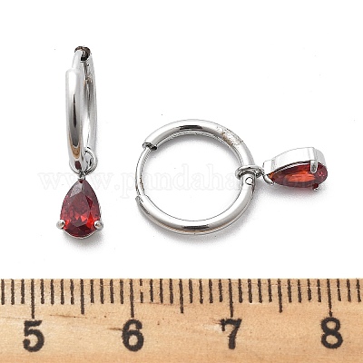 Серьги-кольца из нержавеющей стали 304 с микропаве из кубического циркония STAS-R004-05P-01-1