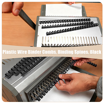 プラスチックワイヤーバインダーコーム  綴じ背  ブラック  298~300x26.5x26.5mm&nbsp;KY-WH0036-160-1
