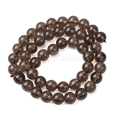 Природные дымчатый кварц бисер пряди круглые&nbsp;G-E329-8mm-38C-1