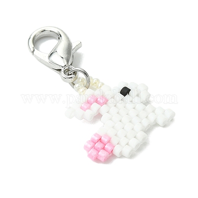 Пасхальный кролик стеклянные бусины ткацкий станок узор подвеска украшения HJEW-MZ00131-1