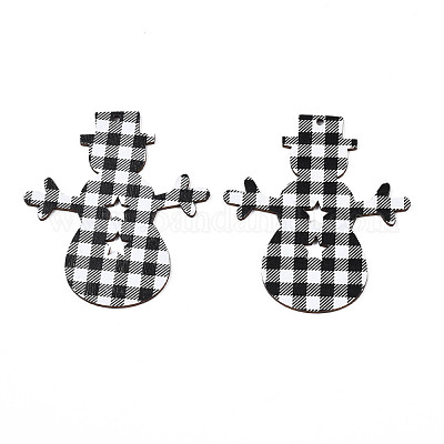 Большие подвески из дерева с односторонним принтом на рождественскую тематику WOOD-N005-58A-1