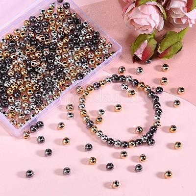 400 шт. Уф-покрытие abs пластиковые круглые бусины и 8 шт. Латунные микропроцессоры с кубическим цирконием европейские бусины CCB-SZ0001-11-1