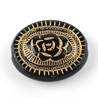 Плоские круглые с цветочным гальванических акриловые бусины PACR-Q102-05B-1