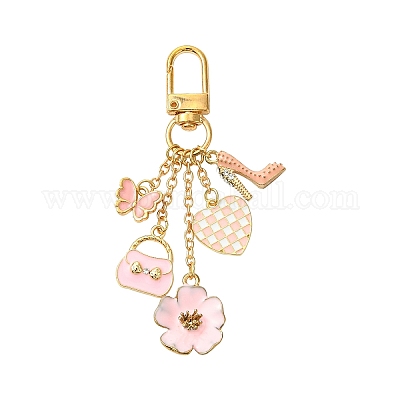 Подвеска из сплава с эмалью «цветок/сумка/сердце» HJEW-FS00025-04-1