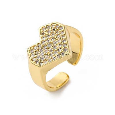 Регулируемые манжеты-кольца из латуни с микропаве из кубического циркония для женщин RJEW-U053-09G-1