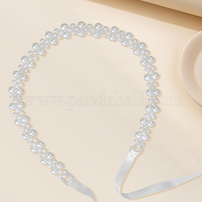 АБС-пластиковый жемчужный свадебный пояс для свадебного платья AJEW-WH20077-017-1
