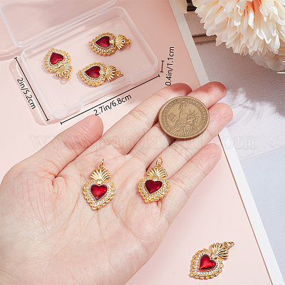 6 шт. латунные подвески с микропаве из прозрачного кубического циркония класса ААА KK-BBC0015-32B-1