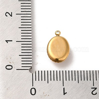 Овальные подвески из нержавеющей стали 304 с паве из смолы и медведем X-STAS-L022-248G-1