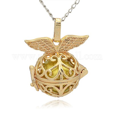 Золотой тон латунь полые круглые подвески KK-J237-01G-1