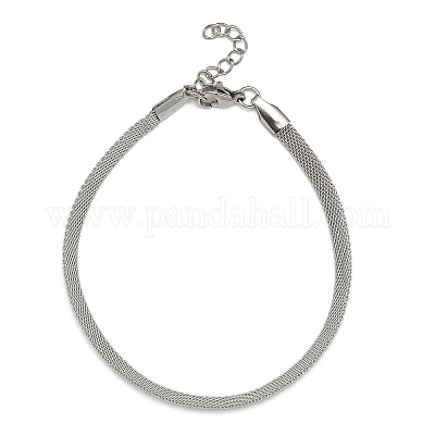 Устойчивые к потускнению сетевые цепи из нержавеющей стали/сетчатые браслеты браслеты BJEW-I274-13S-1