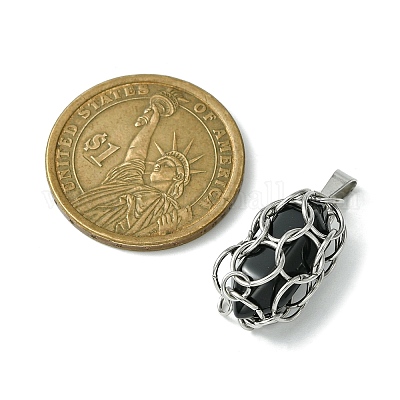 Остроконечные подвески в кольце из нержавеющей стали с натуральным смешанным камнем PALLOY-JF02496-01-1