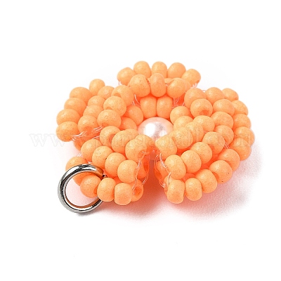 Подвески из стеклянных бусин в виде маргариток PALLOY-MZ00462-02-1