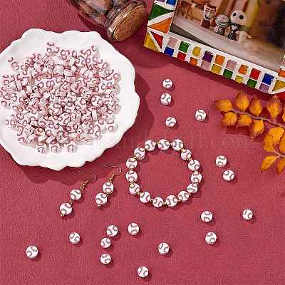 200 шт. бусины из полимерной глины в виде бейсбольного мяча JX611A-1