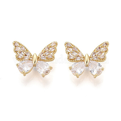 Латунные микро проложить кубического циркония бусы KK-N276-09G-1