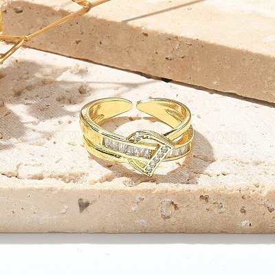 Кольца-манжеты с прозрачным кубическим цирконием в виде буквы d RJEW-G337-10G-1